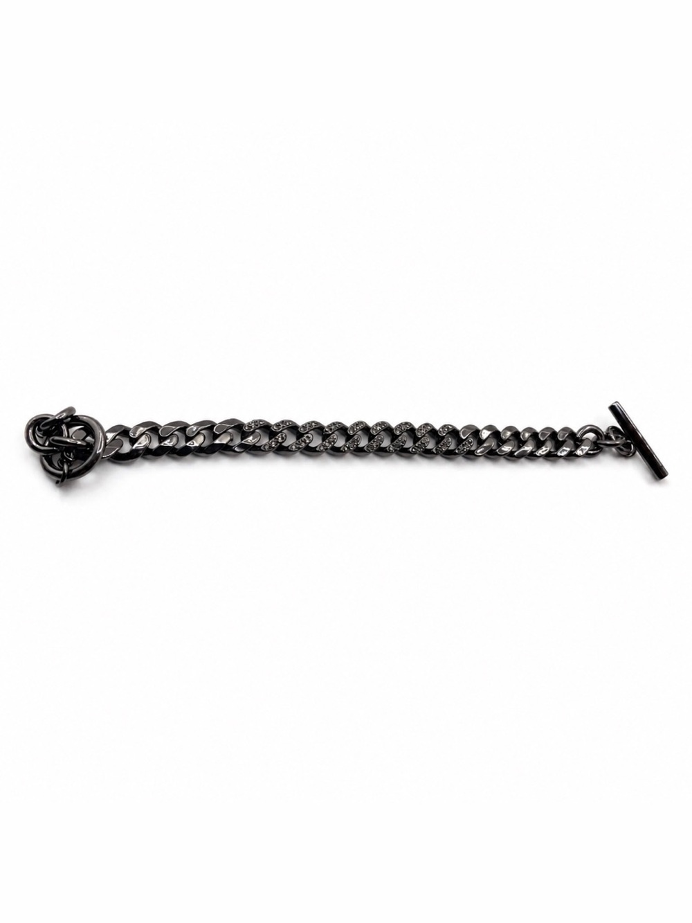 Givenchy Gunmetal Chain Link Bracelet with Swarovski Crystals Gorgeous - Picture 5 of 9